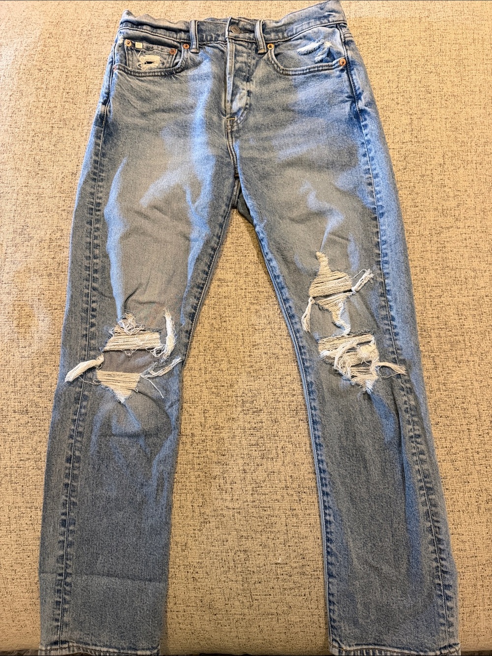 American Eagle Distressed Straight Crop Womens Jeans